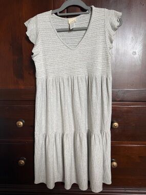 T.J.Maxx Light Gray Striped Mini Dress
